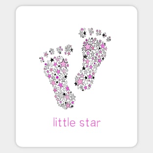 Little Star Cute Baby Feet - Pink Print Sticker